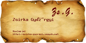 Zsirka Györgyi névjegykártya
